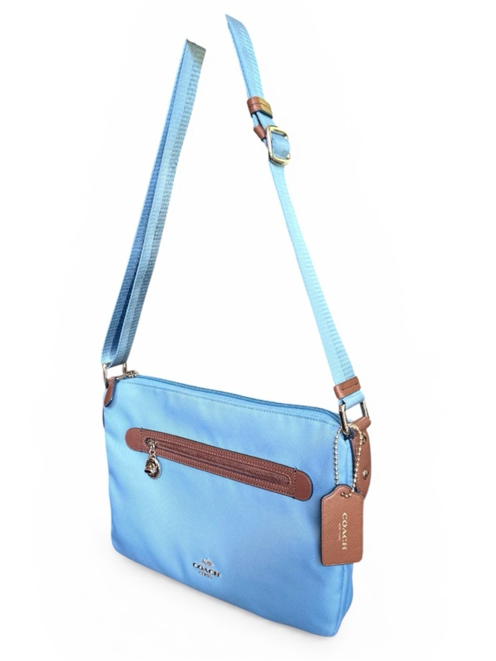 Coach Sawyer Crossbody Bag Blue Nylon Leather Trim NWT Dust Bag - Picture 14 of 16